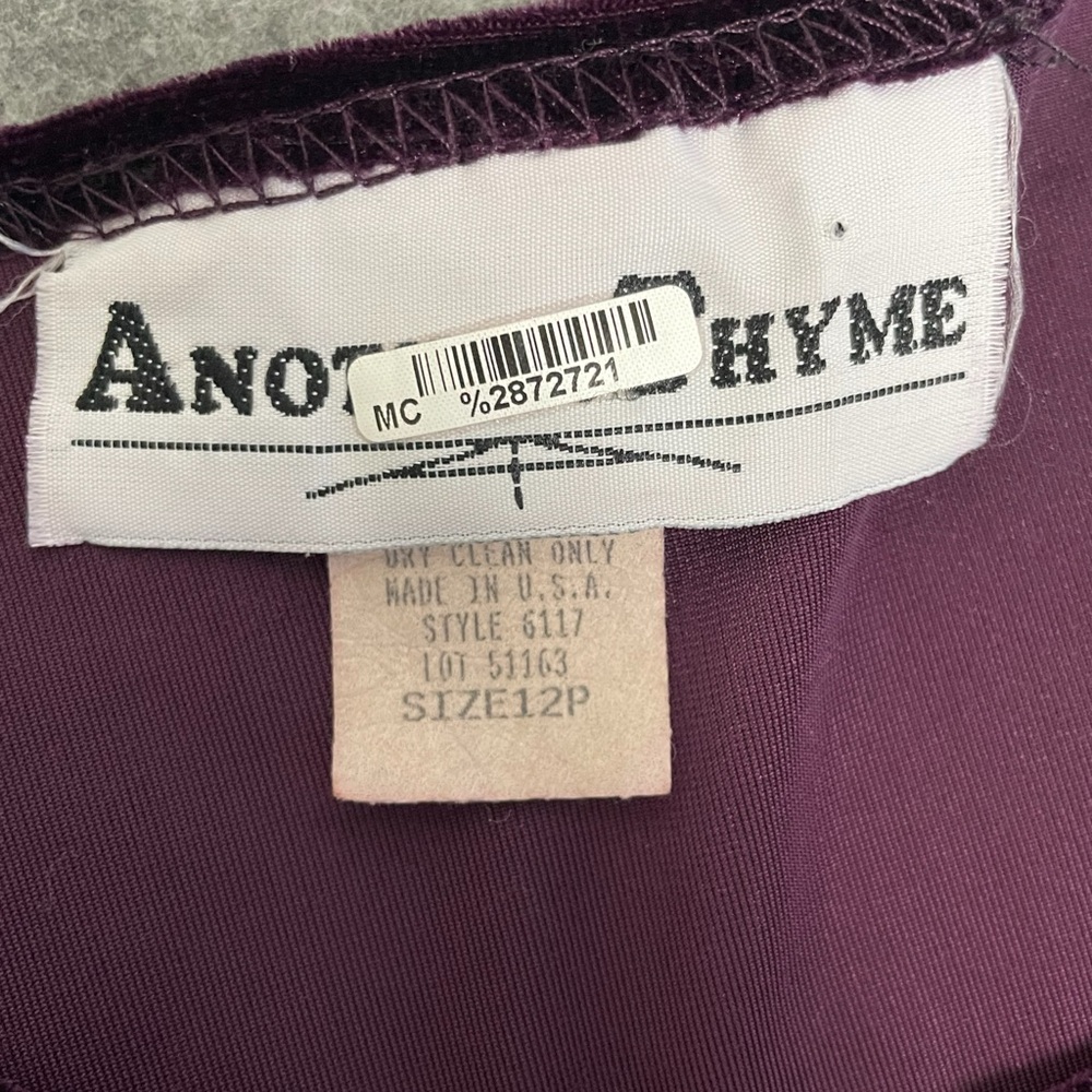 Vintage 90s Another Thyme Plum purple velvet floral embroidered midi medieval L - Picture 9 of 11
